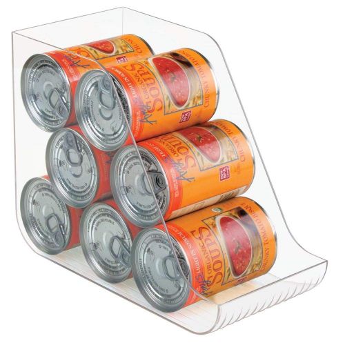  MDesign mDesign Large Plastic Standing Pop/Soda Can Dispenser Storage Organizer Bin for Kitchen Pantry, Countertops, Cabinets, Refrigerator - Compact Vertical Holder - 4 Pack - Clear