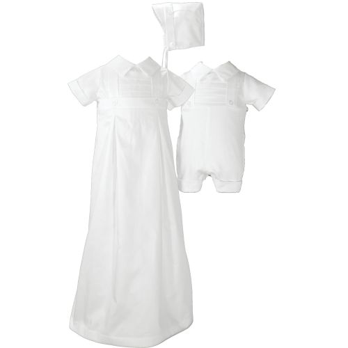  Little Things Mean A Lot Boys 100% Cotton Convertible Christening Baptism Set with Hat, 06