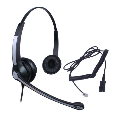  Audicom Wired Call Center Headset Headphone with Mic + Quick Disconnect for Telephone Aastra 6757i Avaya 1416 2420 5410 Mitel 5330 NEC Aspire DT300 DSX ShoreTel IP230 Polycom IP Ph