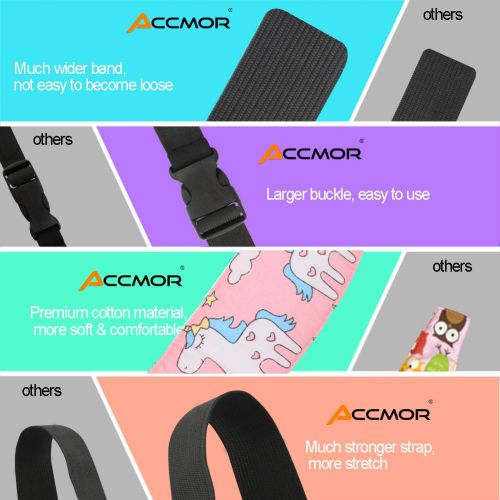  [아마존베스트]Accmor 3 Pack Baby Carseat Head Support Band Strap, Unicorn Band for Carseats Stroller Neck Relief...