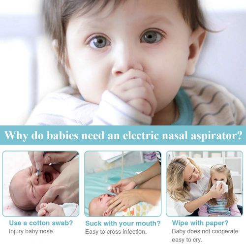  Baby Nasal Aspirator Electric SUMGOTT Nose Cleaner USB Charging with 5 Strengths of Suction Safe Hygienic for Newborn Babies (01)