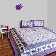 Traditional mafia traditional mafia Floral Vine-00% Pure Cotton Printed Double Bedsheet with 2 Pillow Covers, King Size, King, Purple