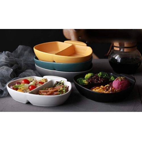  Cool Lemon Ceramic Porcelain Ladybird Dull Polish Divided Plate Dishes Tray Dinnerware Tableware with Phone Holder for Breakfast Lunch Salad