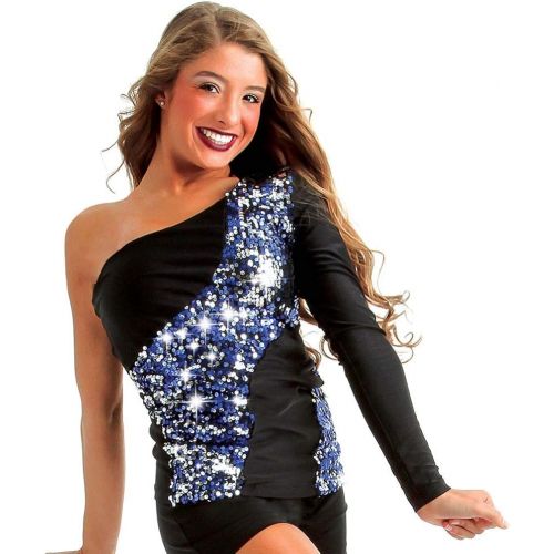  Alexandra Collection Womens Asymmetrical Color-Change Dance Costume Top