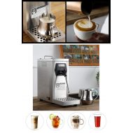 Hanchen Milk Frother, Commercial Automatic Milk Steamer Electric Coffee Frothing Machine 800ml Professional Double Hole Pump Embossed Coffee Milk Frother