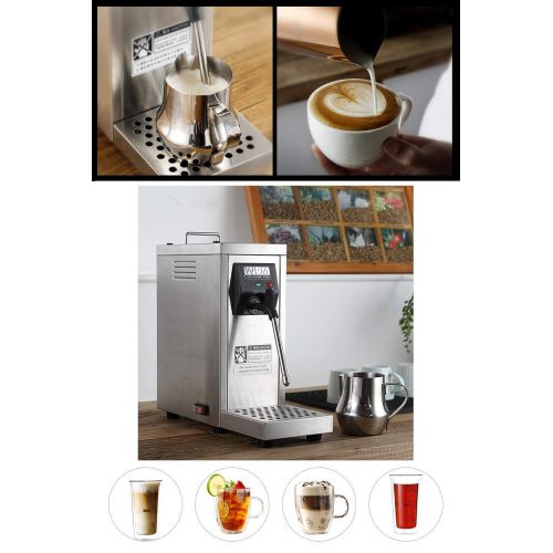  Hanchen Milk Frother, Commercial Automatic Milk Steamer Electric Coffee Frothing Machine 800ml Professional Double Hole Pump Embossed Coffee Milk Frother