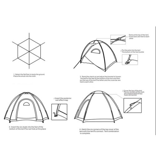  CHEXIAOcx CHEXIAO Campingzelt, Aussenzelt 3-4 Personen Hexagon Zelt Mehrpersonenzelt Reisezelt Wasserdichtes Oxford Tuch