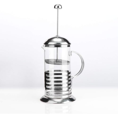  com-four Kaffeebereiter mit French-Press-System - Kaffee-Presse dient auch als Teebereiter - Kaffee-Aufbrueher mit Glaszylinder (01 Stueck -Tebino 1 Liter)