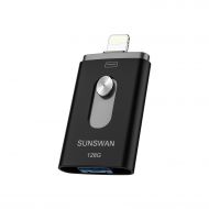 /Sunswan USB 3.0 128GB Memory Stick Flash Drive for iPhone Photo Stick External Storage Encryption USB Drive SUNSWAN Compatible iPhone iPad iPod iOS Windows Mac Android and PC(Silver128G-TL