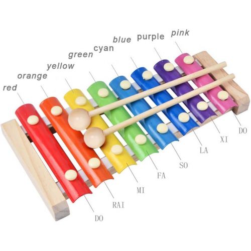  HanYoer Color Wooden Metal Eight-Tone Piano Music Percussion Toy Musical Instrument Gifts