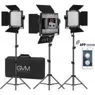 [아마존 핫딜] [아마존핫딜]GVM Great Video Maker GVM 3 Pack LED Video Lighting Kits with APP Control, Bi-Color Variable 2300K~6800K with Digital Display Brightness of 10~100% for Video Photography, CRI97+ TLCI97 Led Video Light P