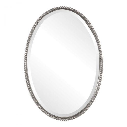  Uttermost 01102 Sherise Oval Brushed Nickel Beaded Wall Mirror: Home & Kitchen
