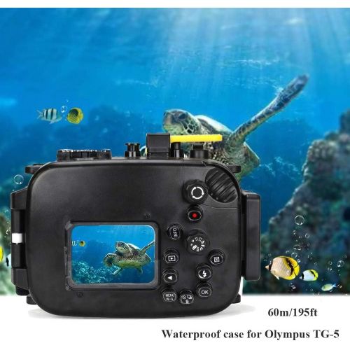  HolaFoto SeaFrogs Waterproof Underwater Camera Case for Olympus TG5 with 67mm Red Filter Combo, Applied to 60m195ft