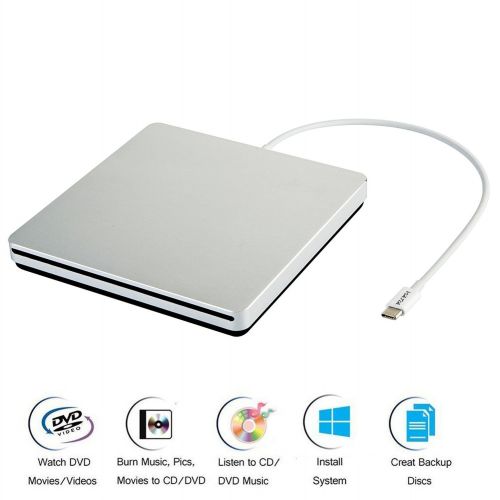  VikTck USB-C Superdrive External DVDCD Reader and DVDCD Burner for Apple--MacBook AirProiMacMiniMacBook ProASUS ASUSDELL Latitude with USB-C Port Plug and Play(Silver)