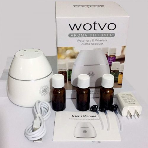  Wotvo Portable USB Rechargeable Essential Oil Diffuser Waterless,Athermal Aroma Nebulizer Home Car Travel & Office
