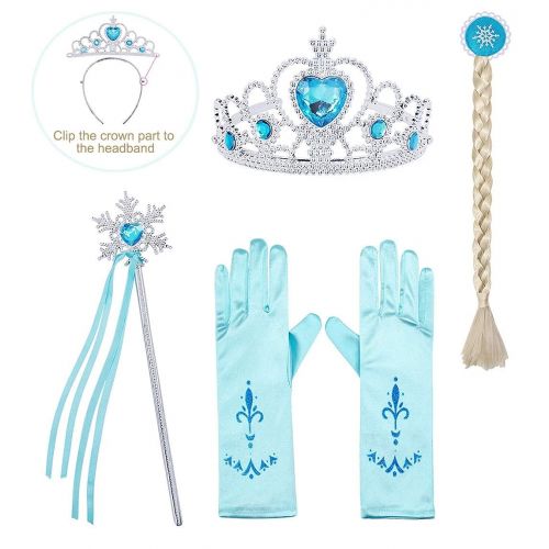  AmzBarley Elsa Costume for Girls Fancy Party Princess Cosplay Role Play Dress Up Outfits
