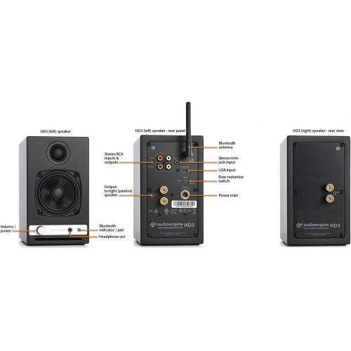  HD3 Wireless Speakers, Audioengine, Powered Bluetooth Speakers (Pair) Walnut