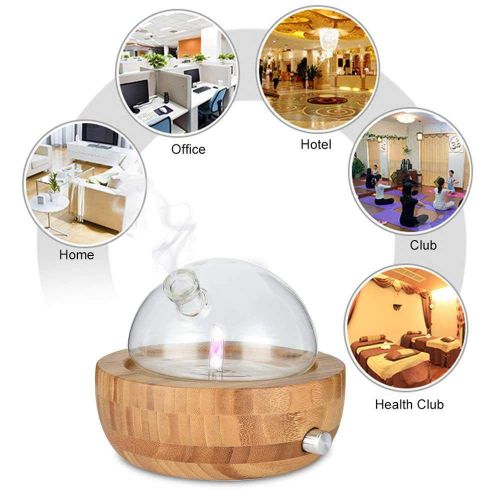  TEEPAO Glass Essential Oil Diffuser Humidifier, Aromatherapy Diffuser Nebulizer Wood and Glass Aromatherapy Nebulizer for Home, Office, Spa(No Water)