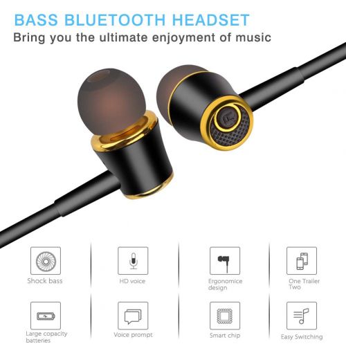  Bescita bescita Bluetooth Sport in-Ear Kopfhoerer, V4.2 IPX5 Schweissresistent Stereo magnetischer Sport Ohrhoerer mit 10 Meter Reichweite, eingebautes Mikrofon fuer iPhone, Huawei und Samsung