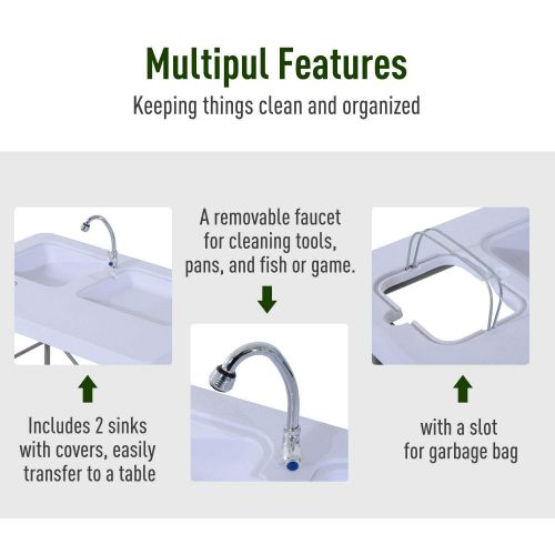  Allblessings Outdoor Foldable Fish Cleaning Cutting Portable Table Kitchen Faucet Sink Camping