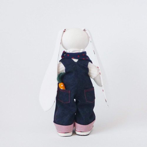  ZuzuHappyToys Handmade Stuffed bunny toy 14.5 inch, Fabric bunny doll for boys, Easter rabbit plush (1)