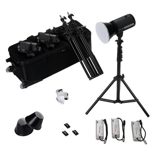  Fotodiox Pro LED-100WB-56 Studio LED Kit with 20x20 Softboxes - Set of 3x High-Intensity Daylight LED 5600k Studio Lights for Still and Video with Lightstands and Rolling Case - CR