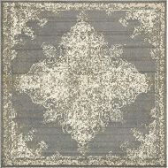 Unique Loom Tuareg Collection Vintage Distressed Traditional Gray Square Rug (8 x 8)