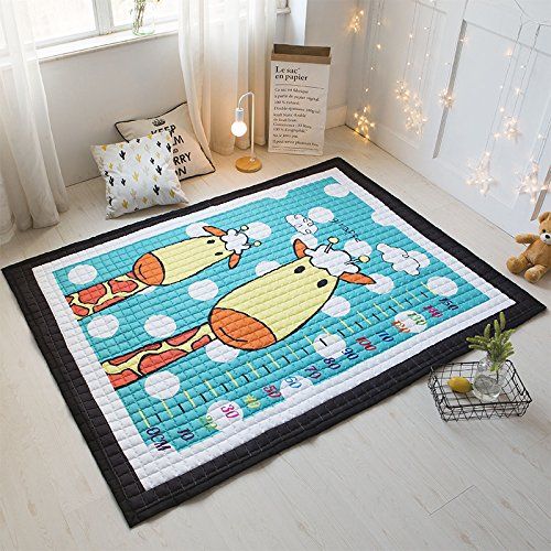  Mangadua Large Thicken Cotton Baby Playmat Educational Crawling Mat Nursery Rug Activity Gym (Magpies and Elephant)