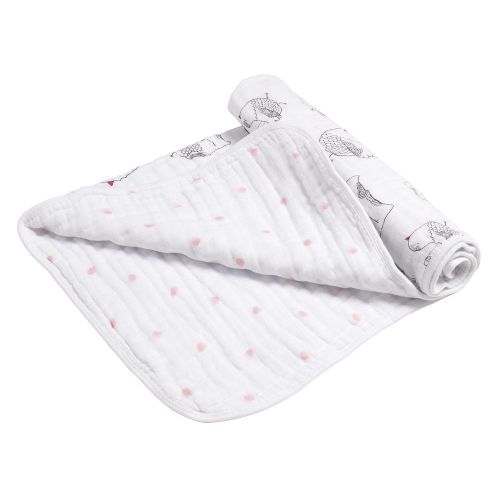  Aden + anais aden + anais Classic Stroller Blanket, 100% Cotton Muslin, 4 Layer lightweight and breathable, 27.5 X 27.5 inch, Lovebird
