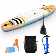 Gymax Stand Up Paddle Board, 6 Thick Inflatable Universal SUP Wide Stance, with Non-Slip Deck, 3 Fins Thuster, Pump Kit, Adjustable Paddle and Carry Backpack