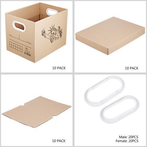  SEMAXE Storage Carton Boxes with Lift-Off Lid，Portadle File Storage Tape-Free Assembly Moving Boxes, 10-Pack