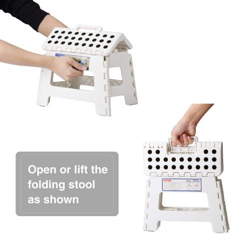  Acko Folding Step Stool Lightweight Plastic Step Stool 2 Pack,11 inch Foldable Step Stool for Kids and Adults,Non Slip Folding Stools for Kitchen Bathroom Bedroom (White, 2 Pack)