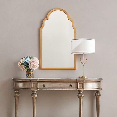  GUOWEI Mirror Wall-Mounted Bathroom Parlor HD Makeup Arched Framed Simple, 2 Colors (Color : Silver, Size : 96X55.5X2.5CM)