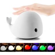 [아마존 핫딜] [아마존핫딜]Mystery 4-Modes Children Night Light, USB Rechargeable Dolphin Night Light With Warm White, Strong White, 5 Single Colors and 5-Color Breathing Modes, Sensitive Tap Control for Bab