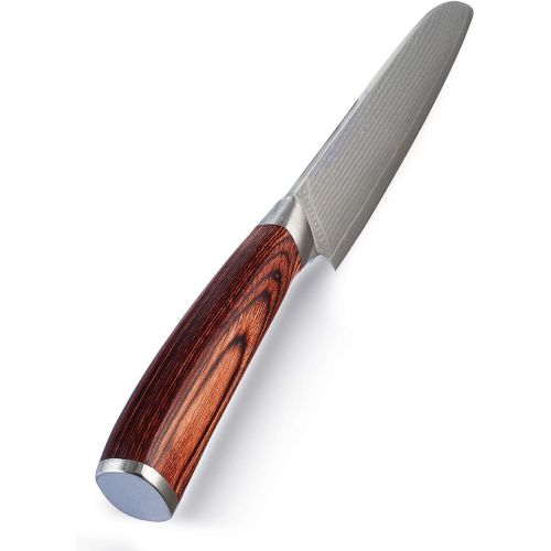  Wakoli Edib Damastmesser kleines Santokumesser - sehr hochwertiges sehr scharfes Profi Santoku Messer mit Damast Klinge 12 cm, Kuechenmesser, Kochmesser