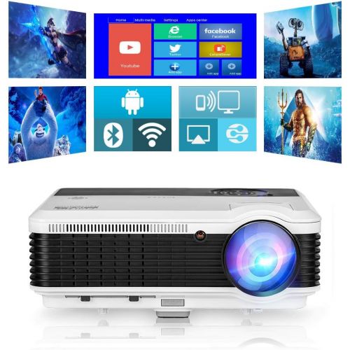  WIKISH Wireless HDMI Projector 1080P 3500 Lumens, Home Theater 2018 Smart Android LCD LED Multimedia Video Projectors Outdoor WiFi Proyector for Laptop Smartphone USB TV Stick PS4 Wii Xbo