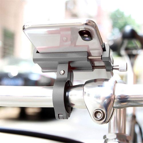  SaferCCTV Bicycle Phone Mount, Aluminum Bike Holder Motorcycle Cellphone Holder with 360° Rotation Adjustable for iPhone, Huawei Samsung (Titanium)