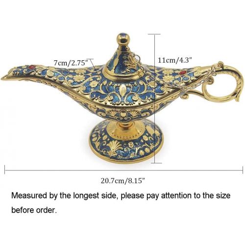  AVESON Classic Vintage Aladdin Magic Genie Costume Lamp Home Table Decoration & Gift, Golden Blue