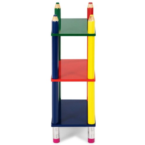 코스트웨이 COSTWAY 3 Tiers Kids Bookshelf Crayon Themed Shelves Storage Bookcase by SpiritOne + Gift Coconut Shell Massage Ball