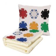 IPrint iPrint Quilt Dual-Use Pillow Poker Tournament Decorations Gambling Chips and Pair Cards Aces Casino Wager Games Hazard Multifunctional Air-Conditioning Quilt Multicolor