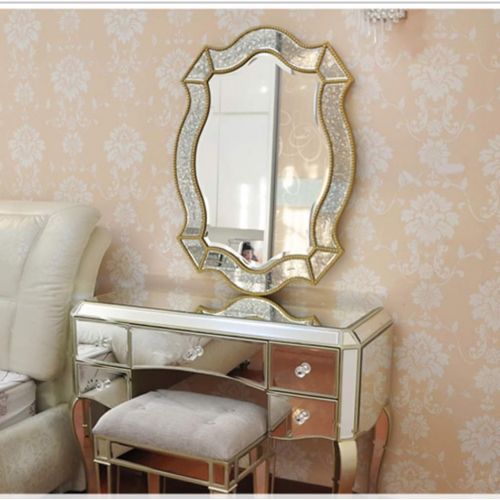  Mirrors Wall Carved Decorative Entrance Bathroom (Color : Gold, Size : 5371cm)