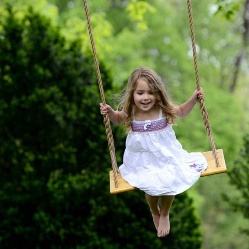  [아마존 핫딜]  [아마존핫딜]Aoneky Natural Wood Tree Swing Seat, Kids Children Adult Backyard Outdoor Replacement Rope Wooden Swing Set, Round (Square)