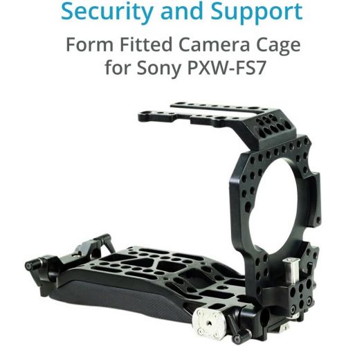  Camtree CAMTREE Hunt Professional CNC Aluminum Camera Cage for Sony PXW-FS7 with Shoulder Support Pad, TopBase Plate, Lens Support & 15mm Rail Rod System (CH-FS7-C)