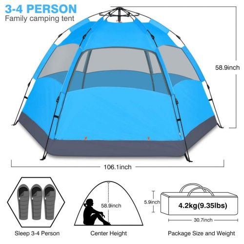  Anchor Instant Pop-Up 4 Person Tent for Camping Double Layer Family Camping Tent for 4 Seasons Waterproof