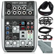 Photo Savings Behringer Xenyx Q502USB Premium 5-Input 2-Bus Mixer with Closed-Back Headphones and Deluxe Bundle
