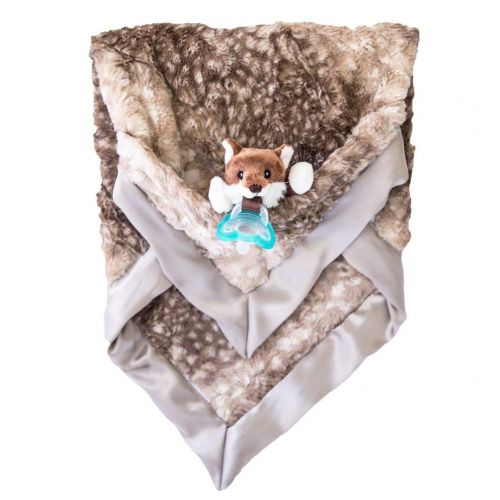  ZALA MOON Zalamoon Luxie Pocket Plush Baby Toddler Blanket with Hook-and-Loop Fastener Strap, Marlow Monkey RaZbuddy Paci Holder and Jollypop Pacifier Set (Charcoal Ivory)