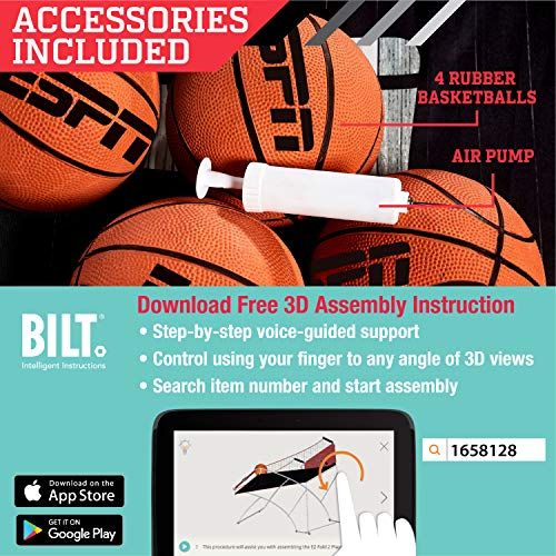  [아마존베스트]ESPN EZ Fold Indoor Basketball Game for 2 Players with LED Scoring and Arcade Sounds (6-Piece Set)