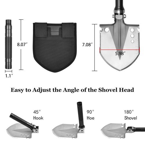  Yeacool Folding Shovel Military Multitool Tactical Spade for Camping Hiking Metal Detecting Backpacking Entrenching