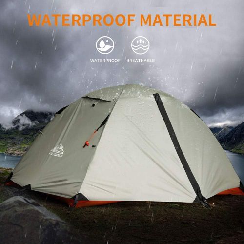  Hewolf Lightweight 2-Person Backpacking Tent- Waterproof 4 Season Hiking Tent Ultralight Portable Climbing Tent 3 Person Mountaineering Tent