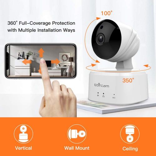  Ebitcam Smart Home WiFi Camera,Baby Monitor, PanTiltZoom, Night Vision, Two-Way Audio, Motion Alarm, Available for iOSAndroidPC,Cloud Service Available,Work with Alexa